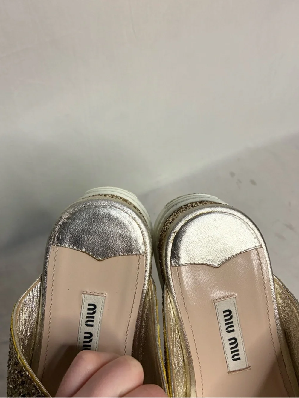 Miu Miu Sparkle Platform Sandals - Picture 9 of 14